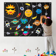 Outer Space Montessori Felt Board - Solar System Interactive Play Mat