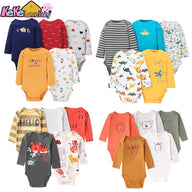 5-Pack Long Sleeve Baby Bodysuits - 100% Cotton Cartoon Outfits