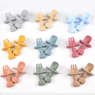 2pcs BPA Free Silicone Mini Fork & Spoon Set Baby Feeding Tools