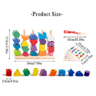 Wooden Color Sorting Toy - Rainbow Columns & Shape Matching Educational Blocks